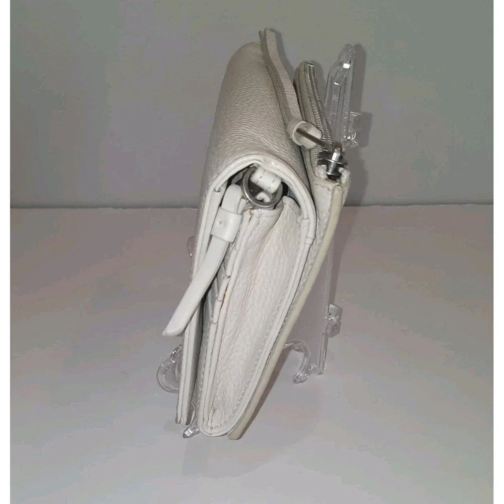 AllSaints Fetch Ecru Ivory Pebbled Leather Wallet Clutch Handbag Bag